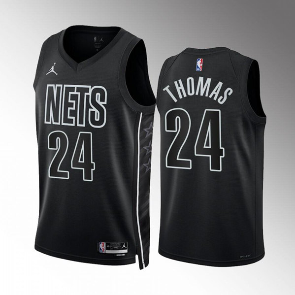Men%27s Brooklyn Nets #24 Cam Thomas 2022-23 Black Statement Edition Stitched Basketball Jersey->chicago bulls->NBA Jersey